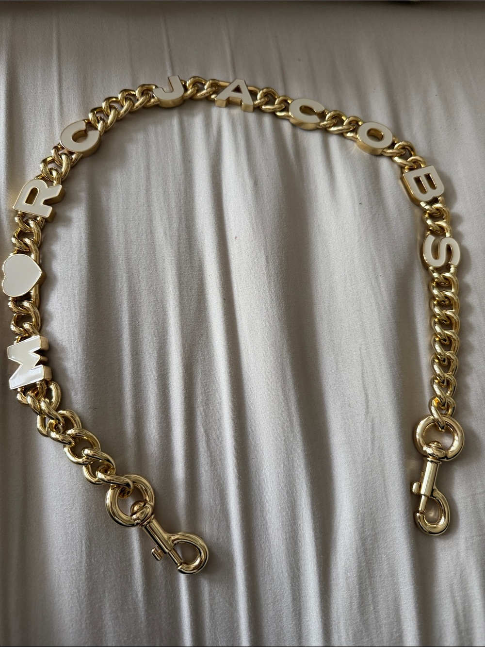 Marc Jacobs Gold Chain Strap with White Lettering